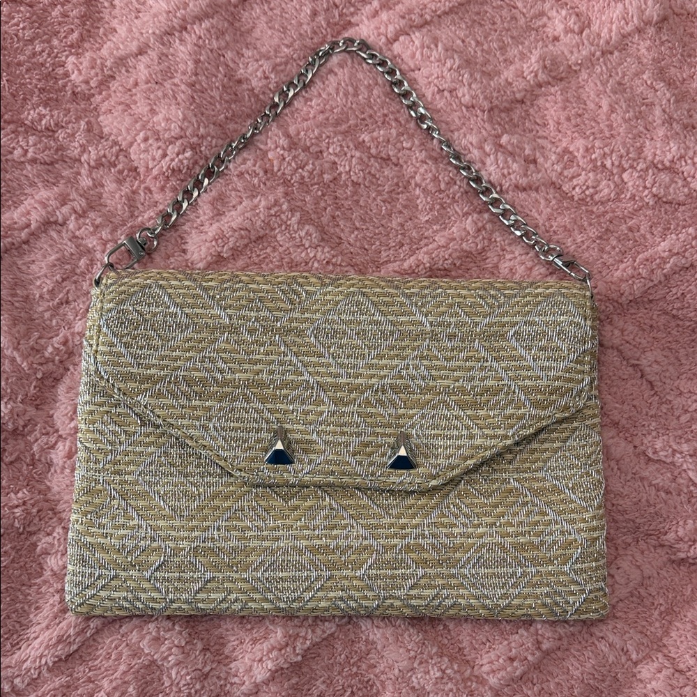 Stella & Dot Gold and Silver Geometric Clutch